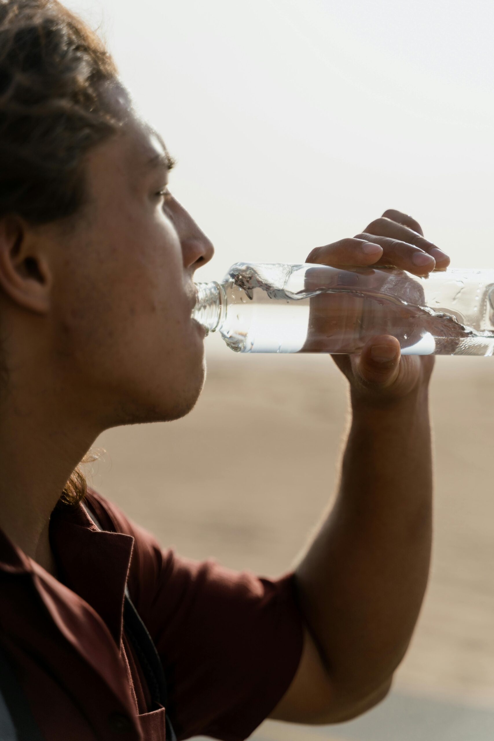 A man drinking water